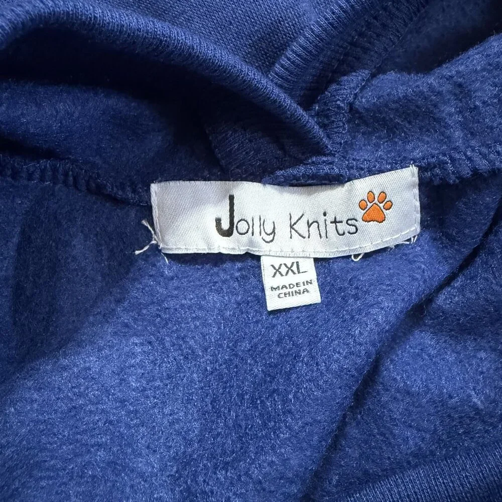 NEW Jolly Knits Navy Dog Hoodie XXL Its Me Im The Goodest Boy Red Sequin Print